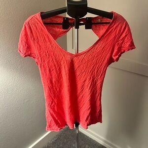 Halogen Coral V-Neck Short Sleeve Tee